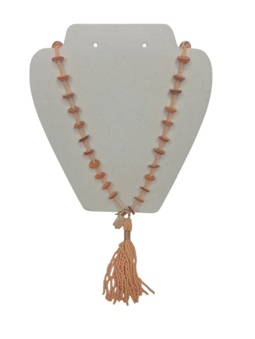 Chico's Nectarine Seed Bead Tassel Necklace NWT
